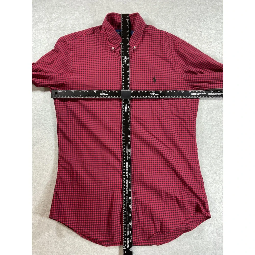Ralph Lauren Mens Red Black Gingham Check Cotton Button Down Shirt Small S 2237